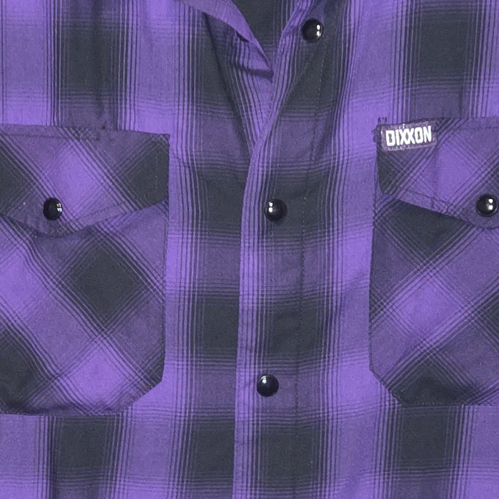 DIXXON Purple and Black Plaid Short Sleeve Button-Down Shirt - Picture 4 of 5